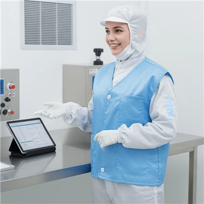 Manteau ESD à manches courtes et boutons antistatiques